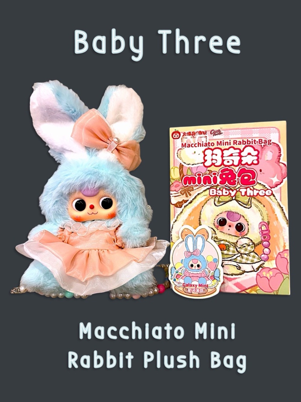 Baby Three Macchiato Mini Rabbit Plush Bag Galaxy Mint